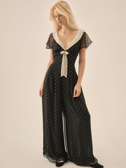Dottie Dot Pantsuit - Black | For Love and Lemons