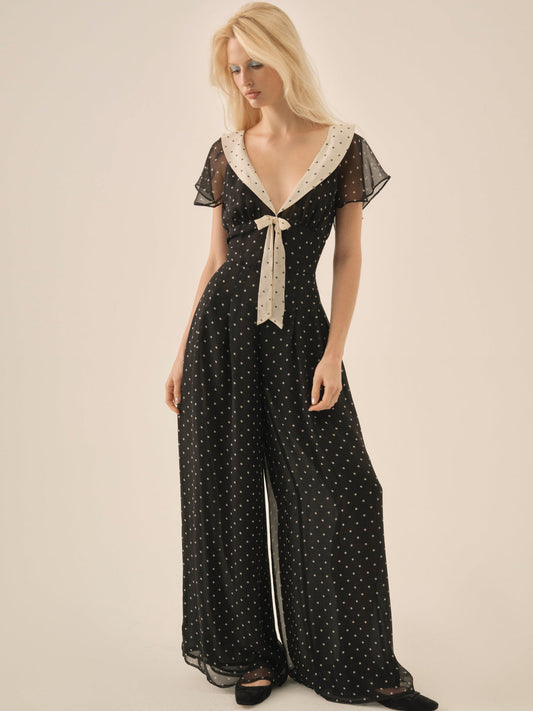 Dottie Dot Pantsuit - Black | For Love and Lemons