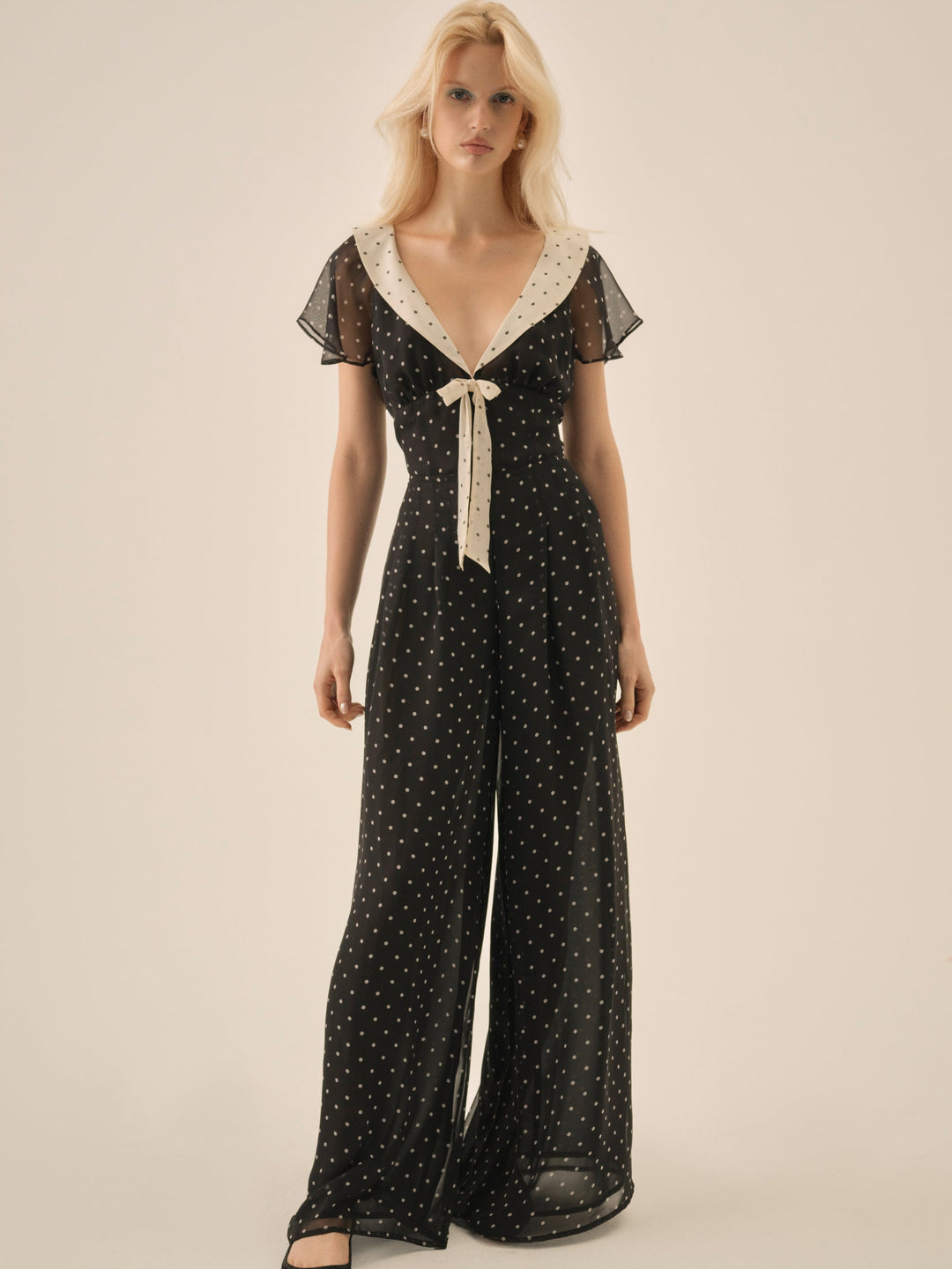 Dottie Dot Pantsuit - Black | For Love and Lemons