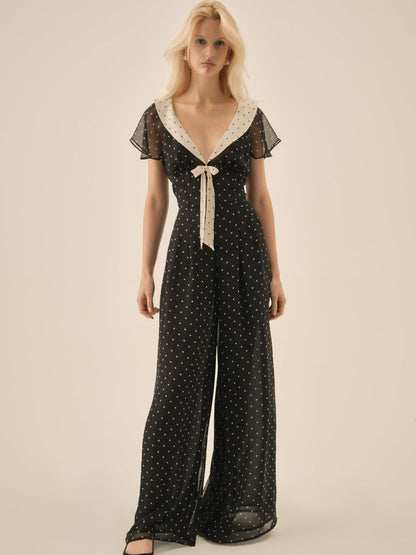 Dottie Dot Pantsuit - Black | For Love and Lemons
