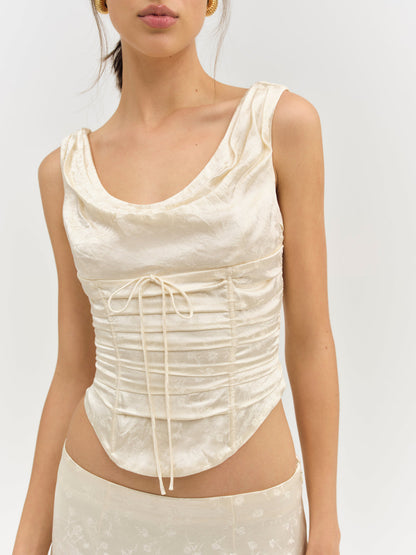 Carla Jacquard Corset Top - Cream | For Love and Lemons