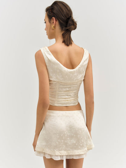 Carla Jacquard Corset Top - Cream | For Love and Lemons