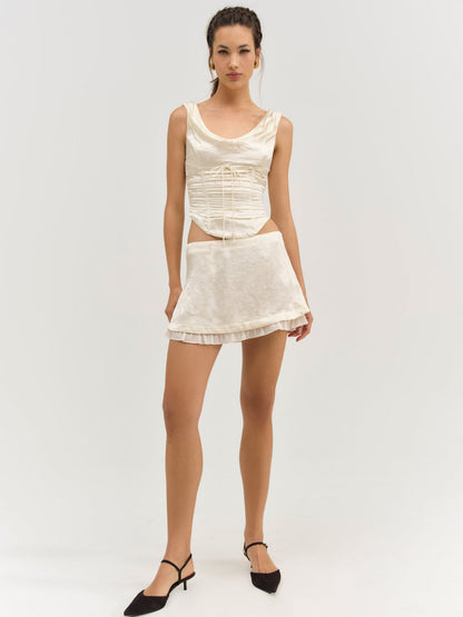 Carla Jacquard Corset Top - Cream | For Love and Lemons