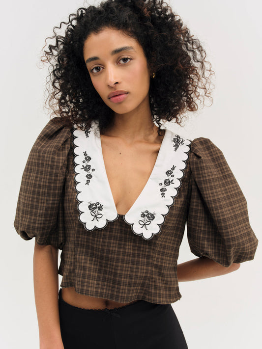 University Plaid Top - Brown | For Love and Lemons