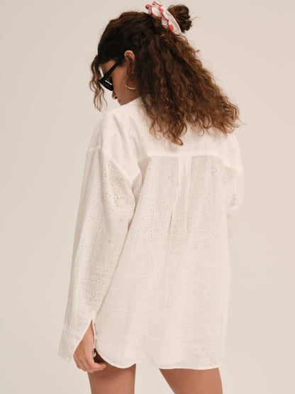 Handkerchief Button-Up Shirt - White | For Love and Lemons