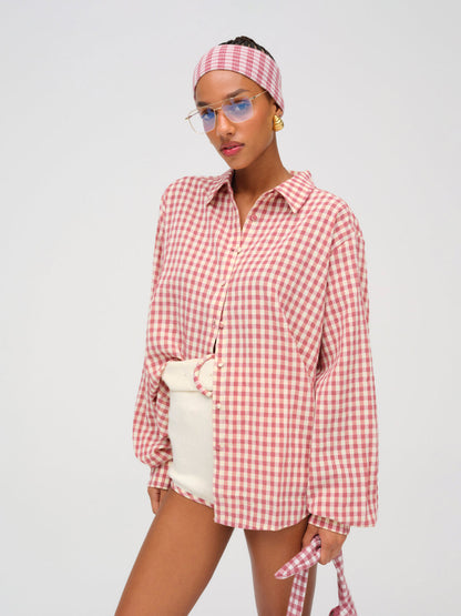 Georgia Gingham Button Down - Mauve | For Love and Lemons