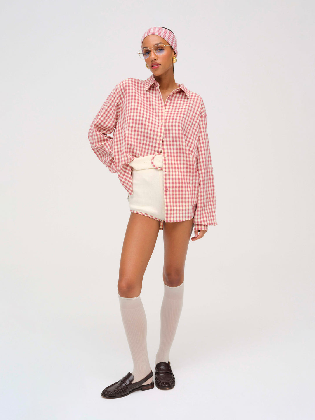 Georgia Gingham Button Down - Mauve | For Love and Lemons