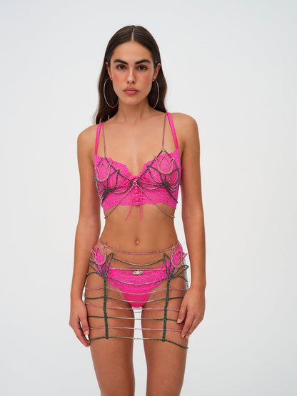 Tulip Rhinestone Bralette - Pink | For Love and Lemons