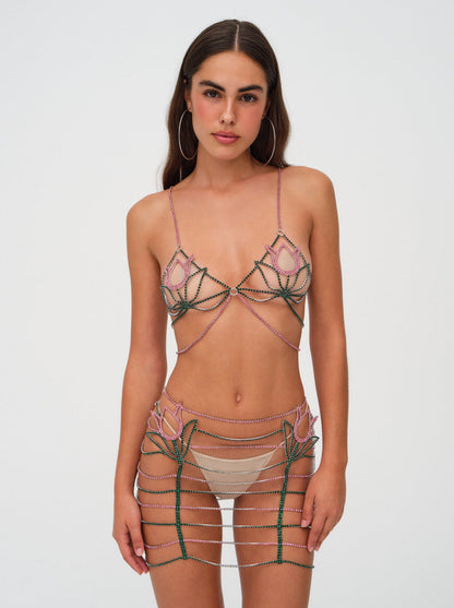 Tulip Rhinestone Bralette - Pink | For Love and Lemons