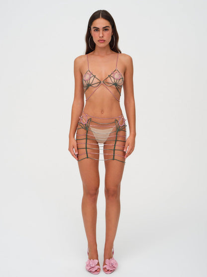 Tulip Rhinestone Bralette - Pink | For Love and Lemons