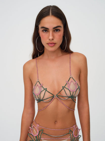 Tulip Rhinestone Bralette - Pink | For Love and Lemons