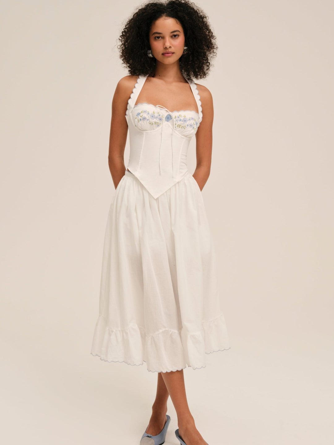 Tea Time Poplin Bustier - White | For Love and Lemons