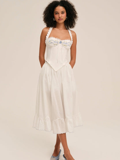 Tea Time Poplin Bustier - White | For Love and Lemons