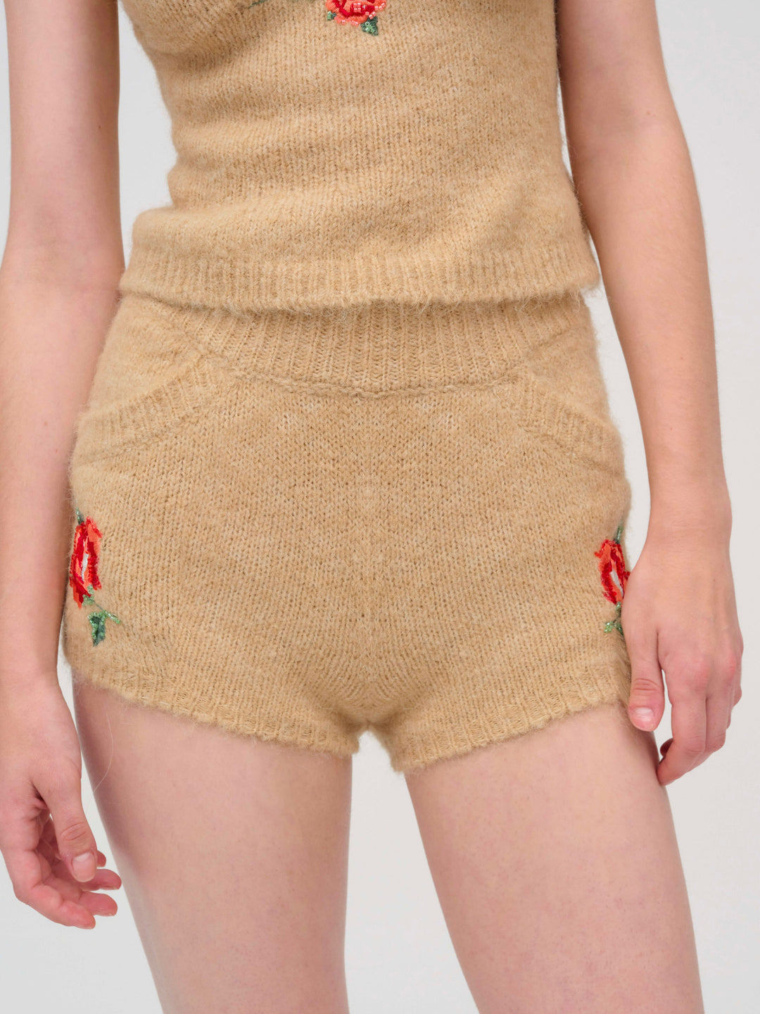 Grans Beaded Knit Short - Tan | For Love and Lemons
