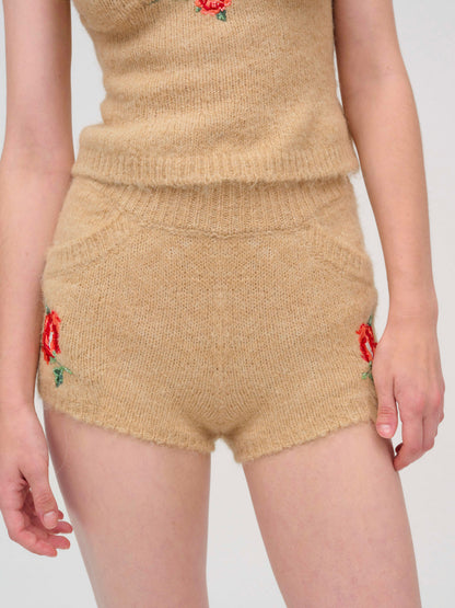 Grans Beaded Knit Short - Tan | For Love and Lemons