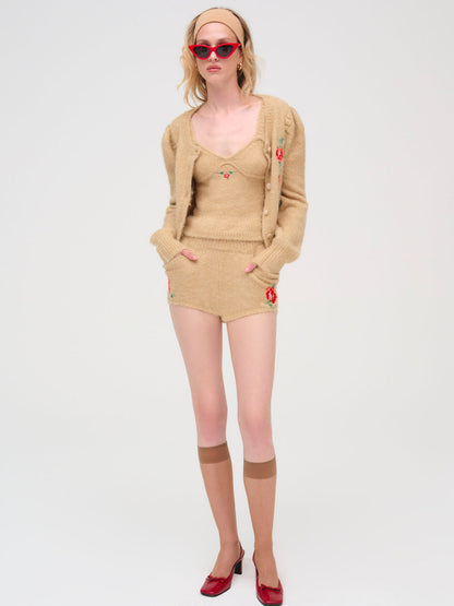 Grans Beaded Knit Short - Tan | For Love and Lemons