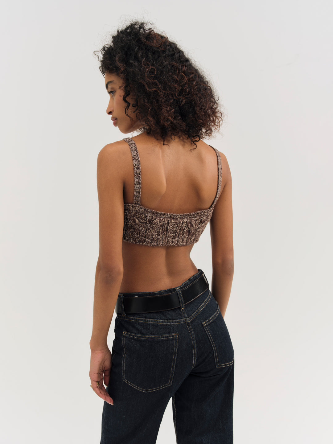 Nathalie Knit Bra Top - Brown | For Love and Lemons
