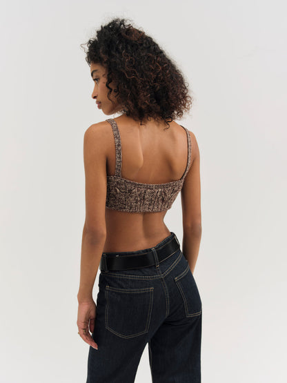 Nathalie Knit Bra Top - Brown | For Love and Lemons