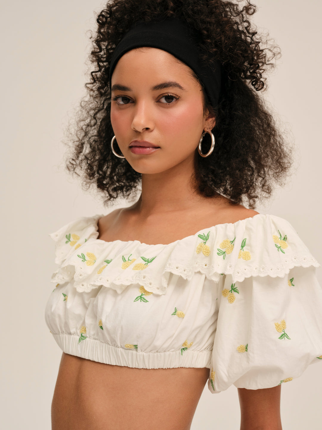 Lemon Spritz Crop Top - White | For Love and Lemons