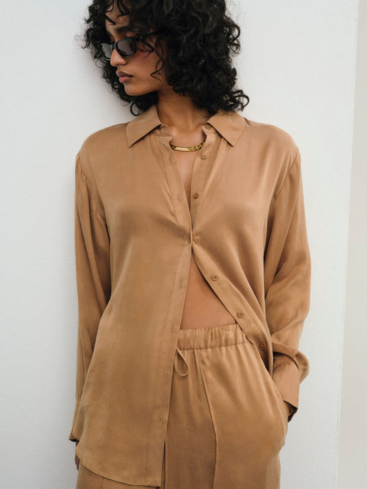 Clarabell Button Down Shirt - CAMEL | For Love and Lemons