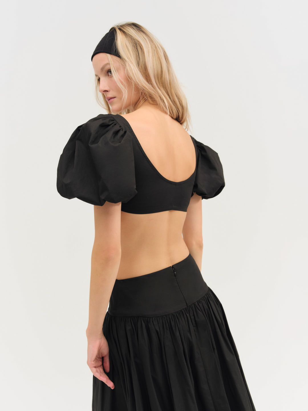 Helena Crop Poplin Top - Black | For Love and Lemons