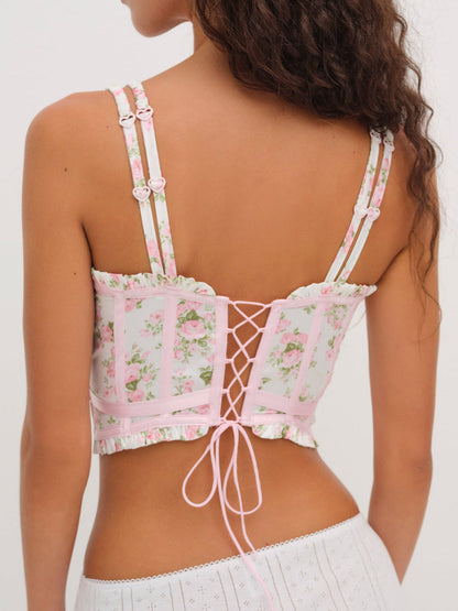 Naima Floral Bustier - Pink | For Love and Lemons