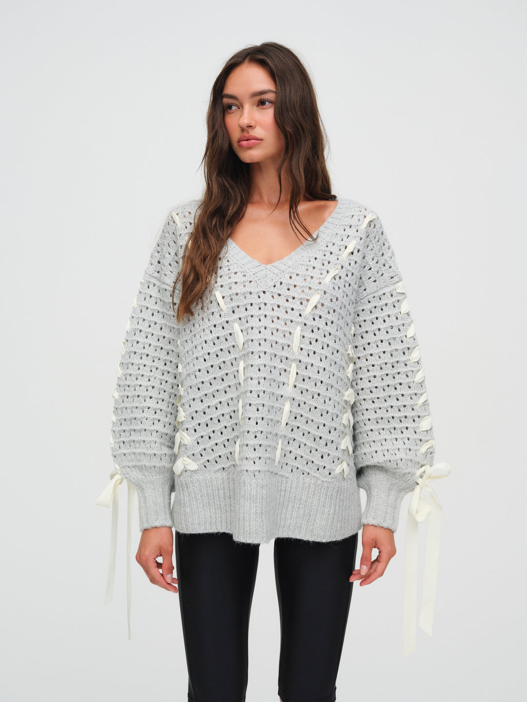 Liberty V Neck Sweater - Grey | For Love and Lemons