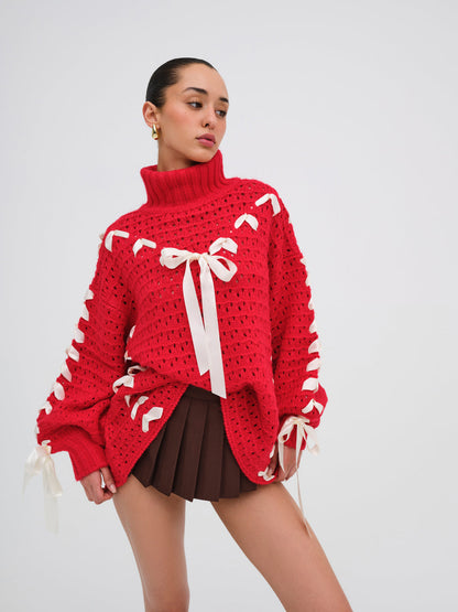 Liberty Oversized Sweater - Red | For Love and Lemons
