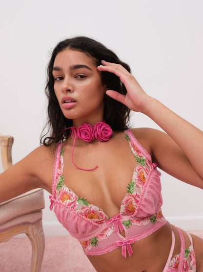 Needle Point Roses Bustier - Pink | For Love and Lemons