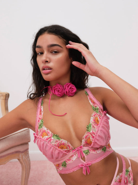 Needle Point Roses Bustier - Pink | For Love and Lemons