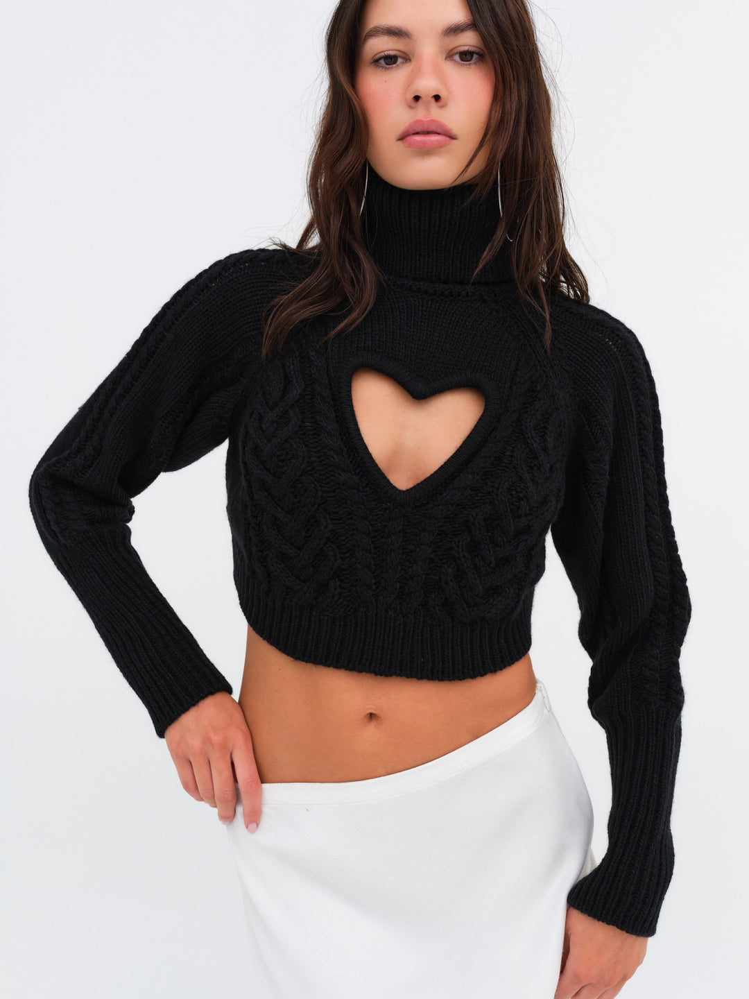 Vera Cropped Cut Out Sweater - Black | For Love and Lemons