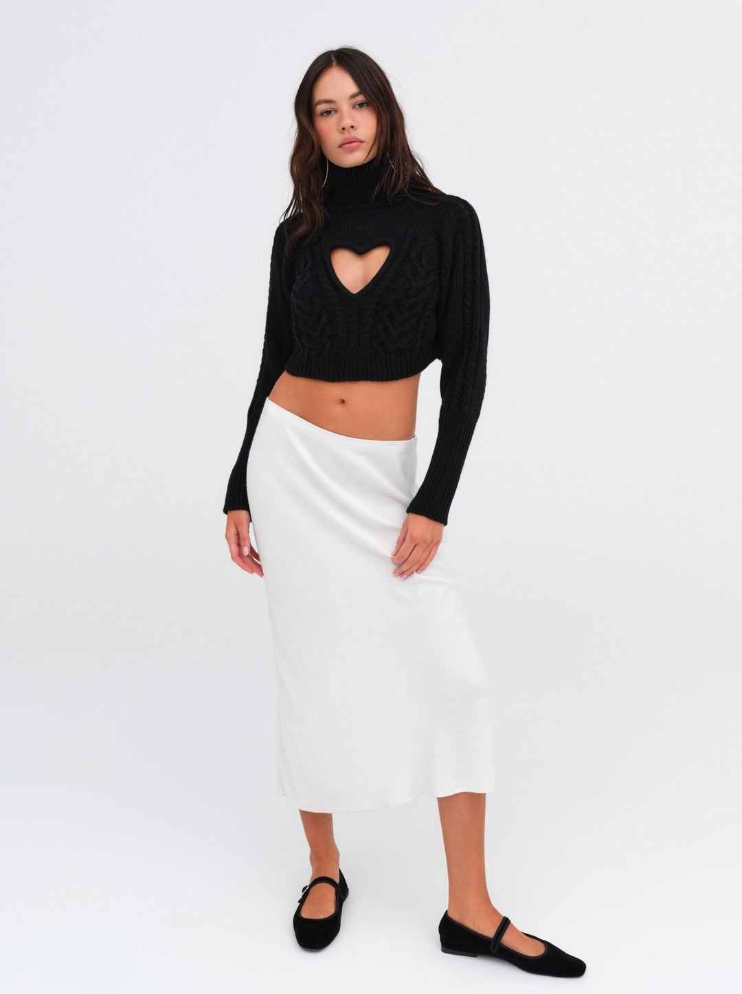 Vera Cropped Cut Out Sweater - Black | For Love and Lemons