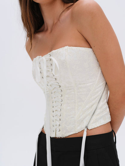 Lilibet Corset Top - White | For Love and Lemons