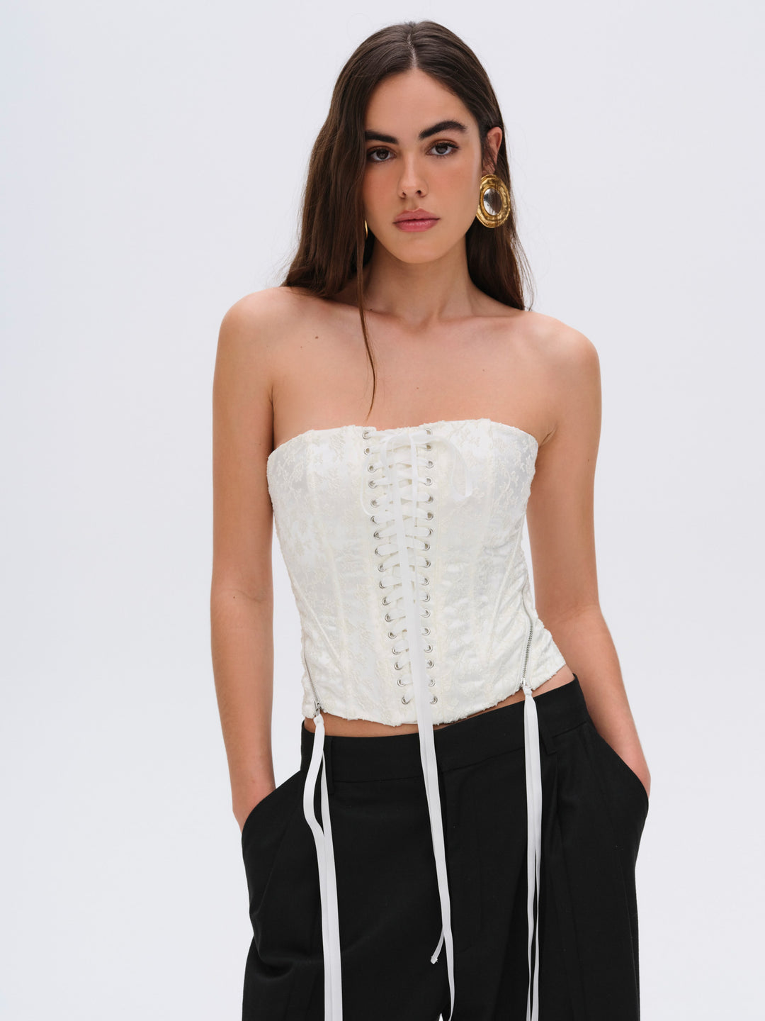 Lilibet Corset Top - White | For Love and Lemons
