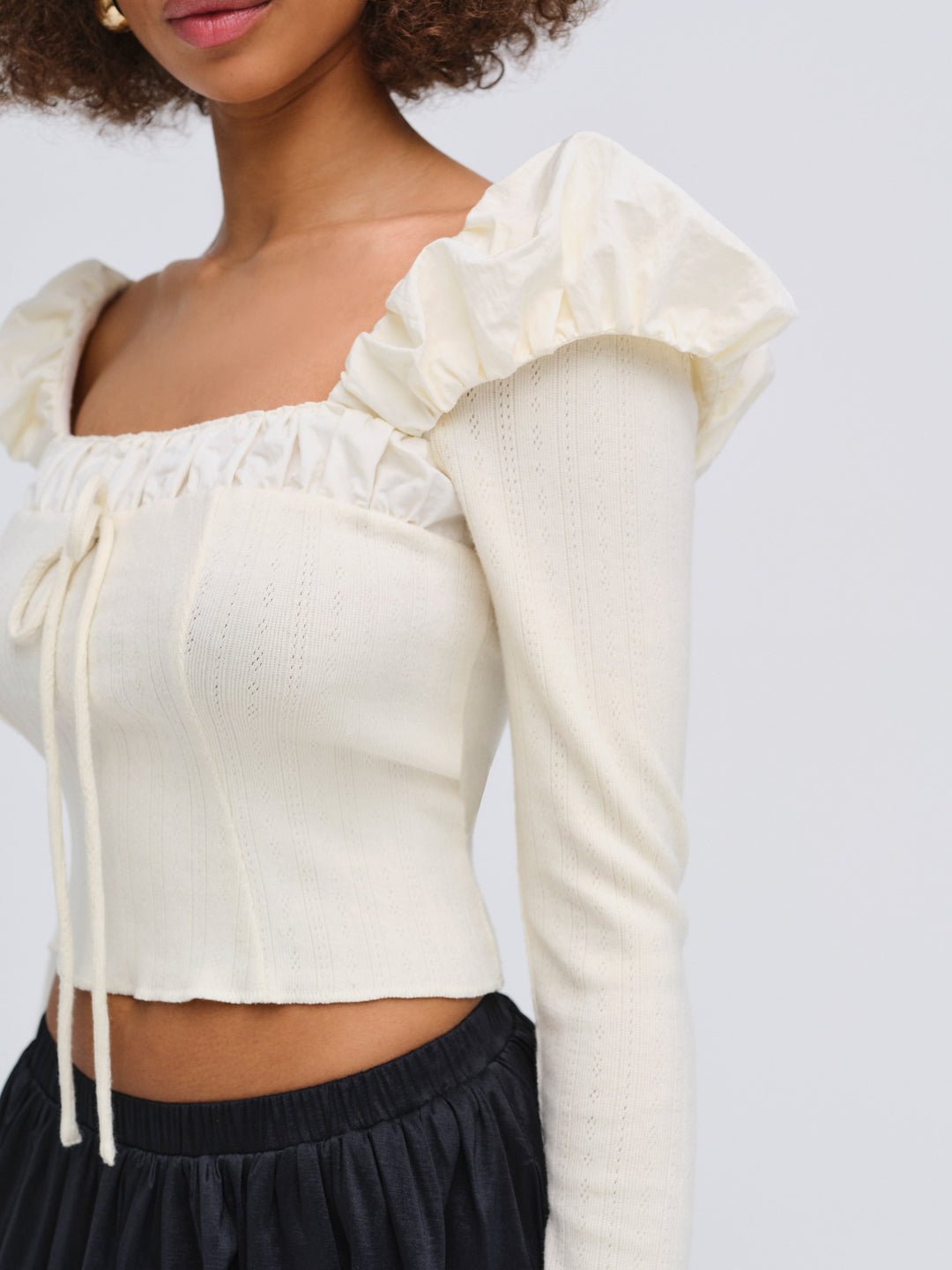 Aliyah Pointelle Top - Cream | For Love and Lemons