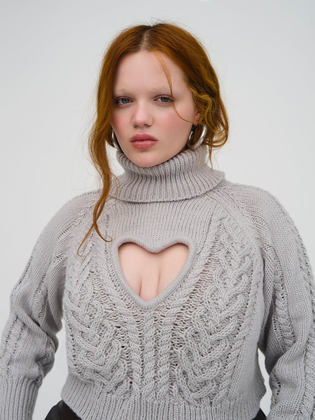Vera Cropped Cut Out Sweater - Grey | For Love and Lemons