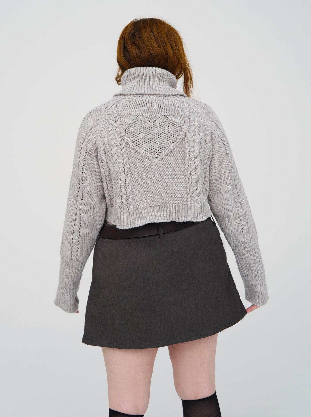 Vera Cropped Cut Out Sweater - Grey | For Love and Lemons