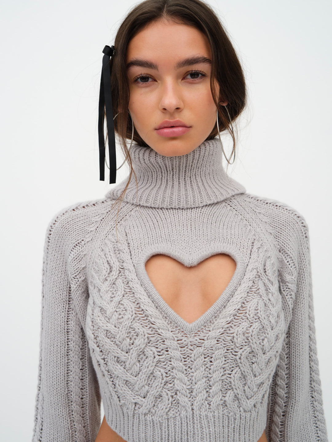 Vera Cropped Cut Out Sweater - Grey | For Love and Lemons