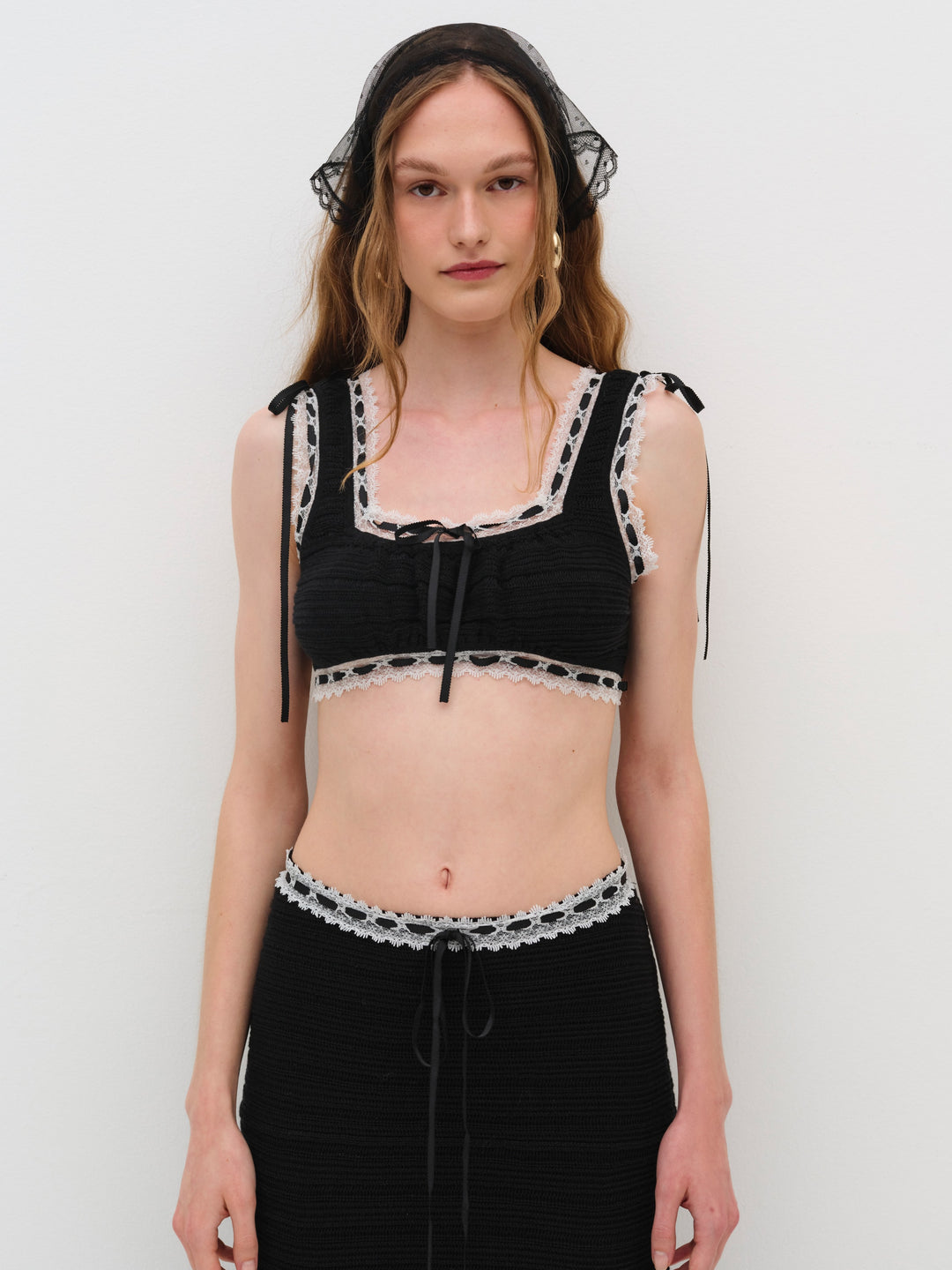 Mayfair Crochet Crop Top - Black | For Love and Lemons