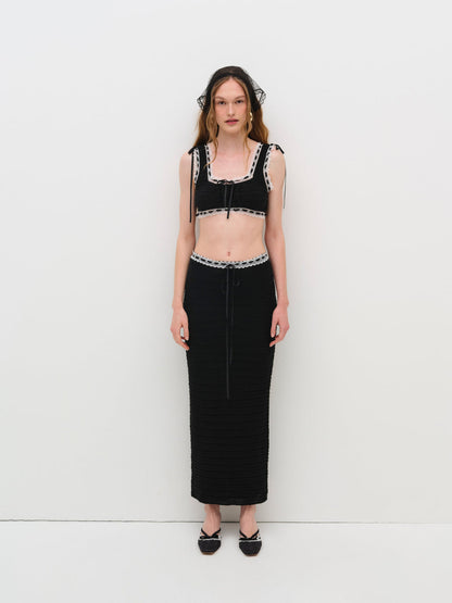 Mayfair Crochet Crop Top - Black | For Love and Lemons