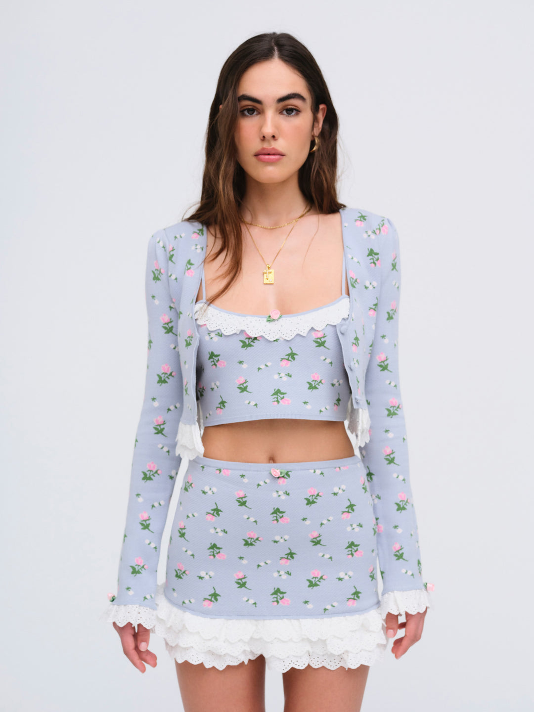 Amalia Knit Crop Top - Blue | For Love and Lemons