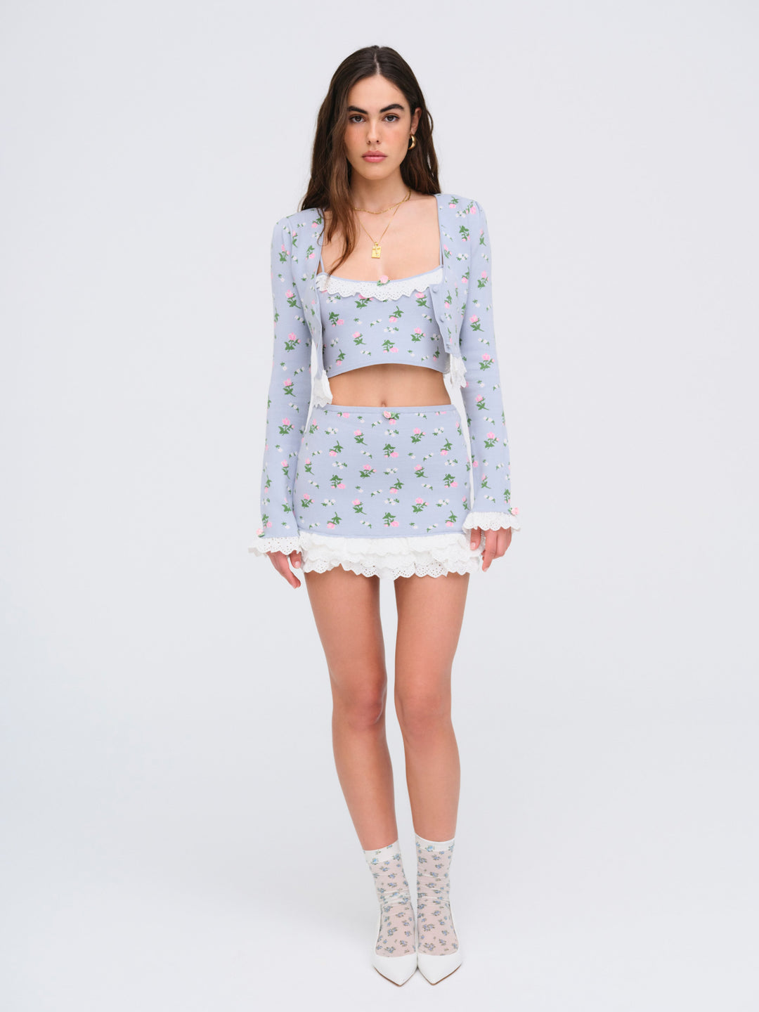 Amalia Knit Crop Top - Blue | For Love and Lemons