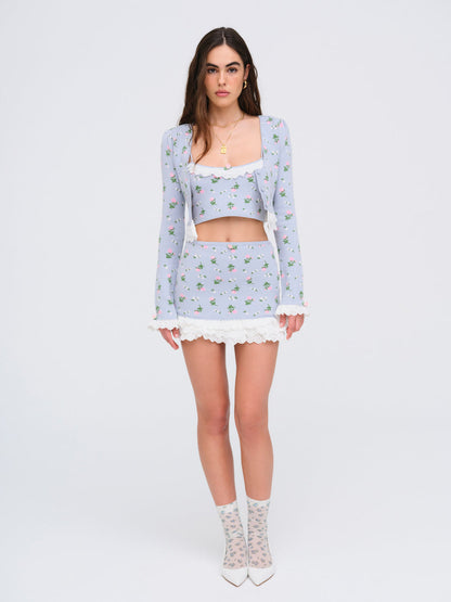 Amalia Knit Crop Top - Blue | For Love and Lemons