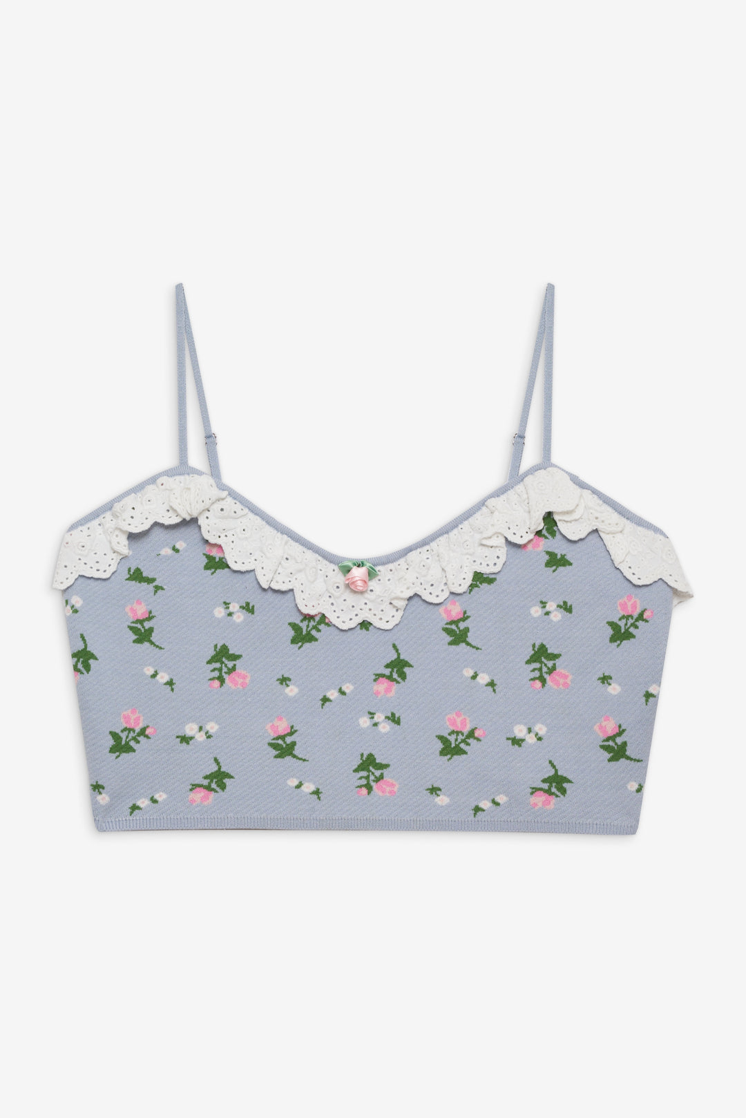 Amalia Knit Crop Top - Blue | For Love and Lemons