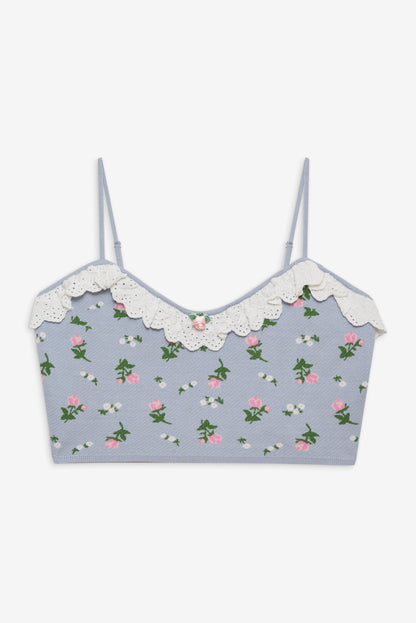 Amalia Knit Crop Top - Blue | For Love and Lemons