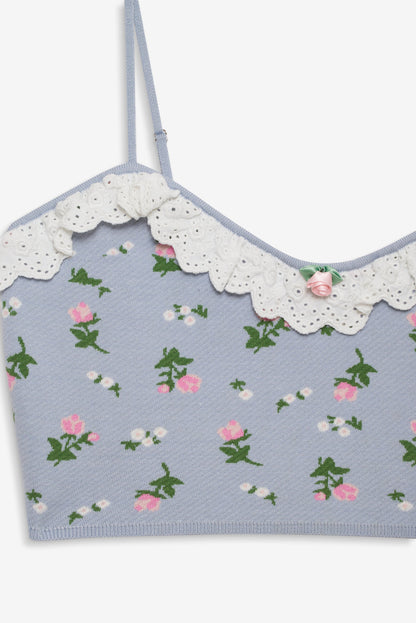 Amalia Knit Crop Top - Blue | For Love and Lemons