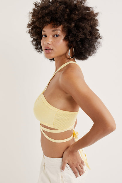 Jourdin Tie Crop Top - Yellow | For Love and Lemons