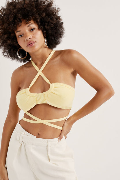 Jourdin Tie Crop Top - Yellow | For Love and Lemons