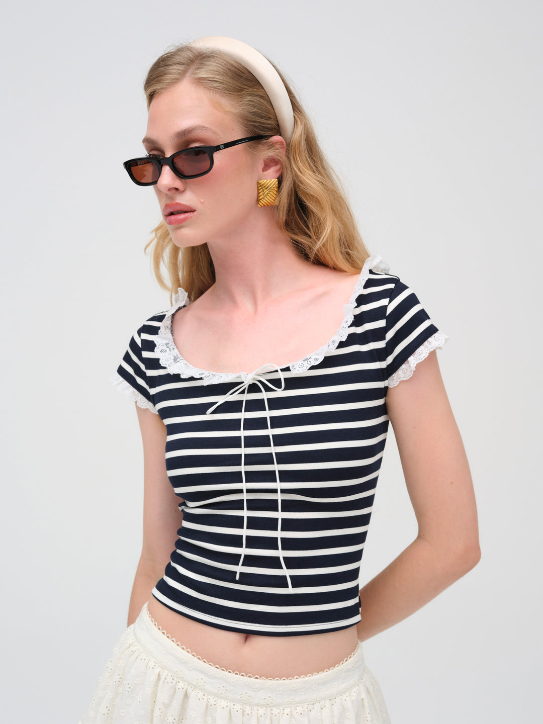 Suzette Stripe Top - Black | For Love and Lemons