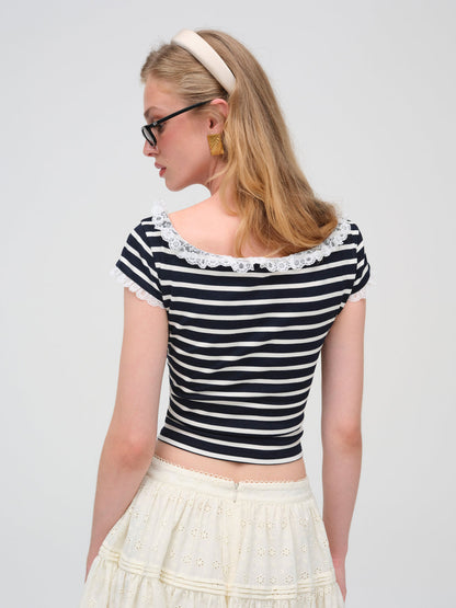 Suzette Stripe Top - Black | For Love and Lemons